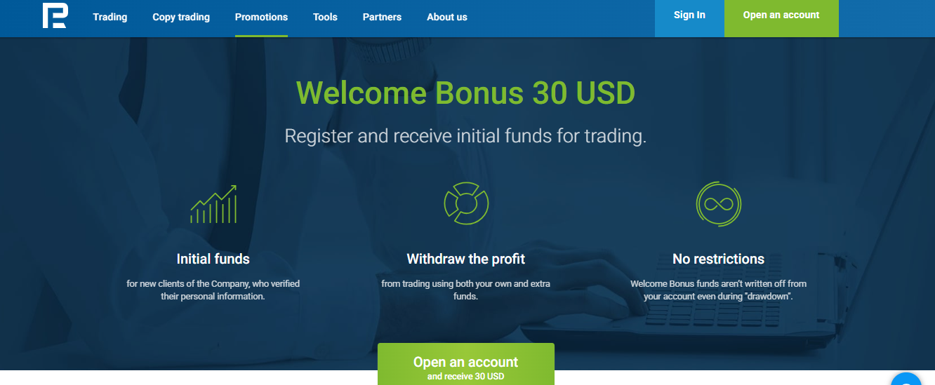 Welcome Bonus 30 USD
